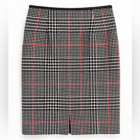 Talbots Vintage Houndstooth Plaid Wool Blend Pencil Skirt Office Holiday Size 4 - Picture 3 of 5